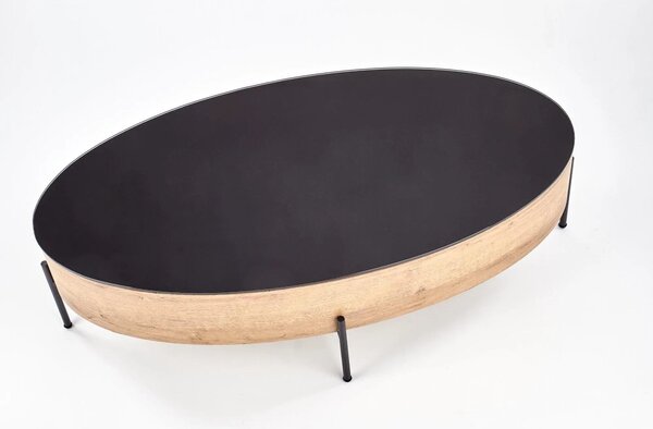 Masuta cafea ZENGA stejar auriu/negru, 120x60x37 cm