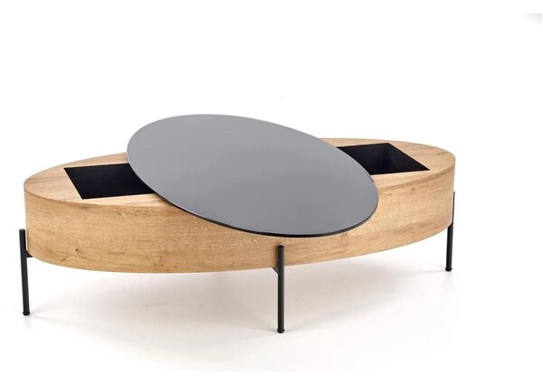 Masuta cafea ZENGA stejar auriu/negru, 120x60x37 cm