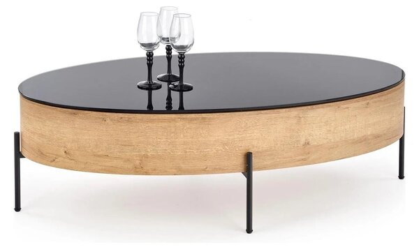 Masuta cafea ZENGA stejar auriu/negru, 120x60x37 cm