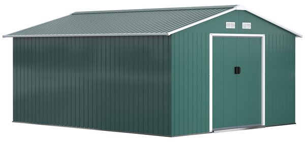 Outsunny Magazie Gradina Unelte din Otel Galvanizat Verde 3.4x3.86m Anti Rugina | Aosom Romania