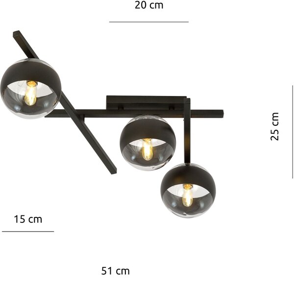 Emibig Smart Stripe lampă de tavan 3x10 W negru-transparent 1105/3