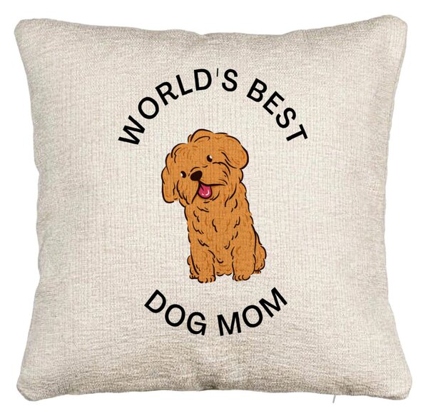 Perna Decorativa Canapea, Model World's Best Dog Mom, 40x40 cm, Cu fermoar
