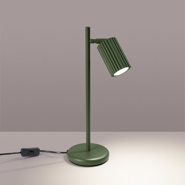 SOLLUX LIGHTING Lampa de masă ALORA, înălțime 43 cm, verde măslin, metal, GU10, Verde, Camera de zi / sufragerie, Aluminiu