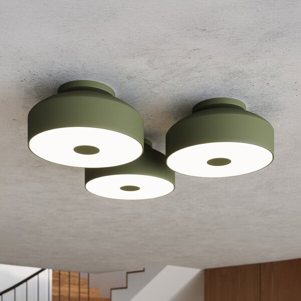 SOLLUX LIGHTING Plafonieră CLARO, verde măslin, Ø 30 cm, metal, 4 x E27, reglabil, Verde, Camera de zi / sufragerie, Metal