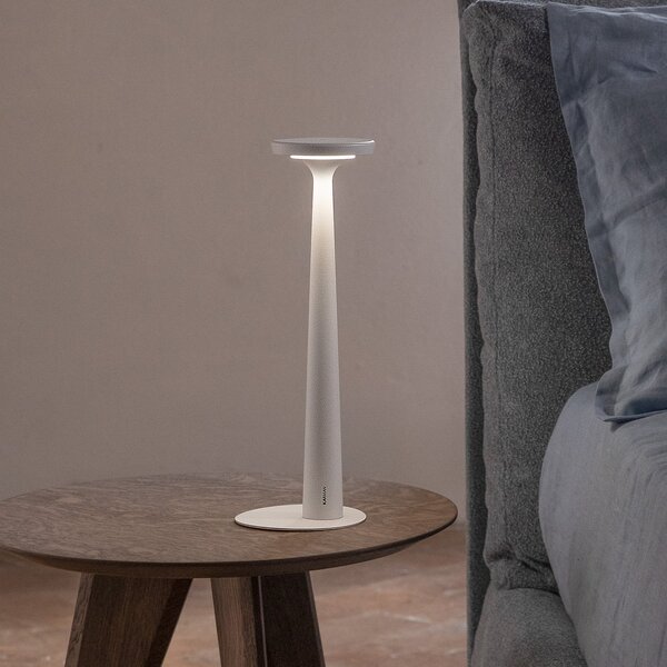 Karman Lampă de masă reîncărcabilă cu LED Papiria, alb mat, CCT, reglabil, Alb, Camera de zi / sufragerie, Aluminiu, Design