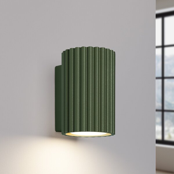 SOLLUX LIGHTING Aplică ALORA, înălțime 10 cm, verde măslin, metal, 1 x GU10, reglabil, Verde, Camera de zi / sufragerie, Aluminiu, Perete rotund