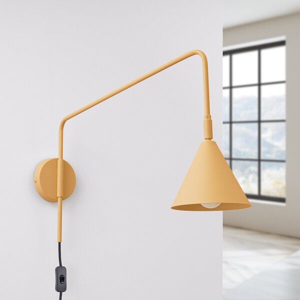 SOLLUX LIGHTING Aplică de perete LYS, auriu, Ø 14 cm, metal, ștecher, E14, Auriu / Alamă, Camera de zi / sufragerie, Metal, Scandinavă, Perete rotund