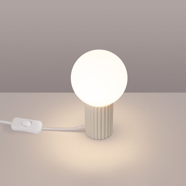 SOLLUX LIGHTING Lampa de masă ORBI, bej, sticlă/metal, înălțime 19 cm, G9, Bej, Camera de zi / sufragerie, Aluminiu