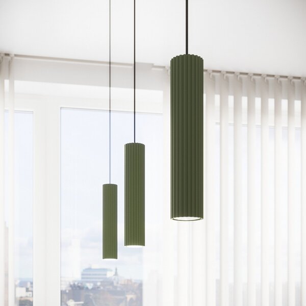 SOLLUX LIGHTING Lampă suspendată ALORA, verde măslin, Ø 8 cm, metal, GU10, reglabil, Verde, Camera de zi / sufragerie, Aluminiu