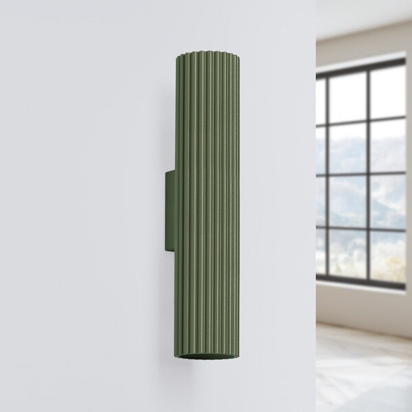 SOLLUX LIGHTING Aplică ALORA, înălțime 30 cm, verde măslin, metal, 2 x GU10, reglabil, Verde, Camera de zi / sufragerie, Aluminiu, Perete rotund
