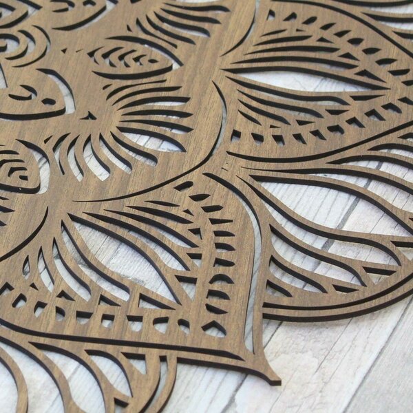 DUBLEZ | Mandala 3D sculptată - Floare de Lotus | Tablou de perete