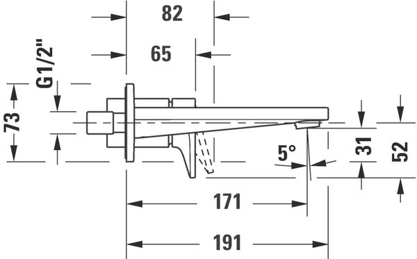 Duravit Tulum baterie lavoar ascuns crom TU1070004010