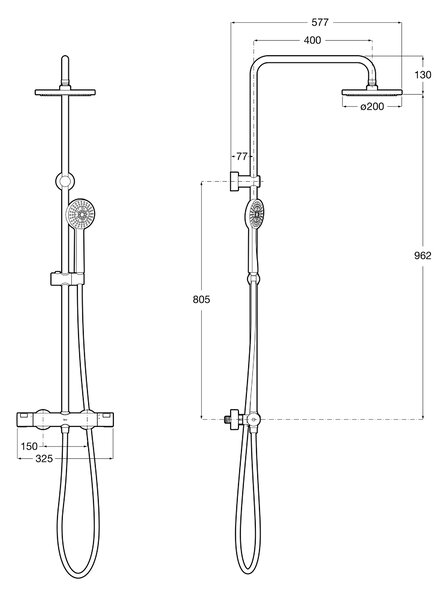 Roca Victoria T-Basic set de duș perete cu termostat cu duș de ploaie negru A5A9F18NB0