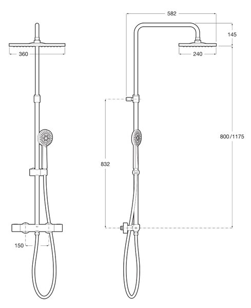 Roca Even-t Square set de duș perete cu termostat cu duș de ploaie crom A5A202EC00