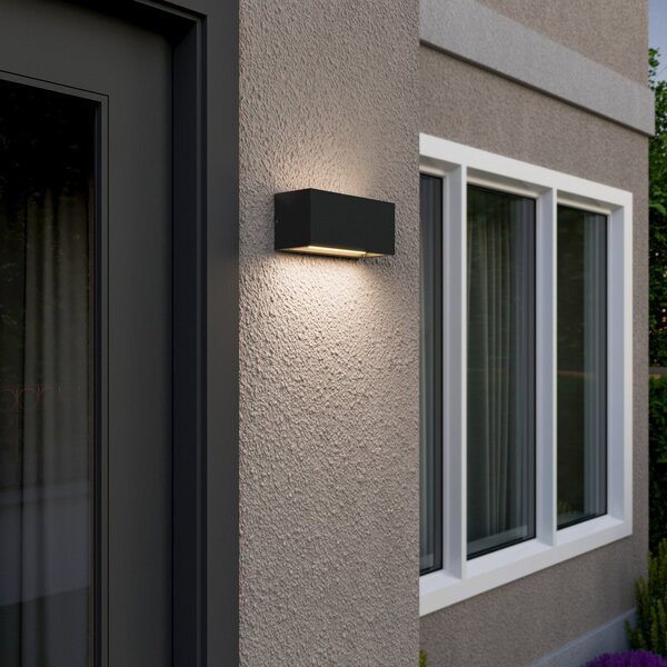 Lucande Lampa de exterior Bente, antracit, lățime 25 cm, IP54, reglabil, Negru, Metal, Modern