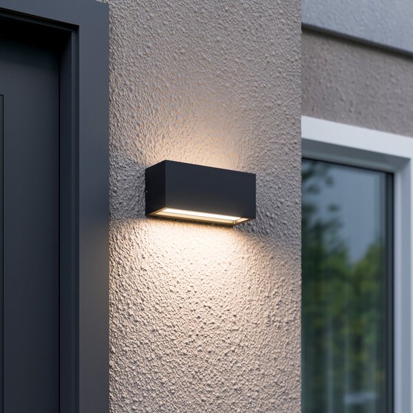 Lucande Lampa de exterior Bente, antracit, lățime 25 cm, IP54, reglabil, Negru, Metal, Modern