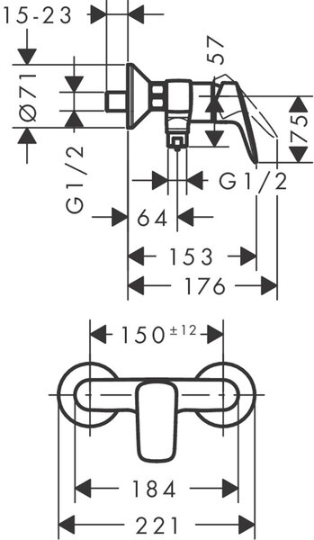 Hansgrohe Logis baterie de duș perete negru 71600670