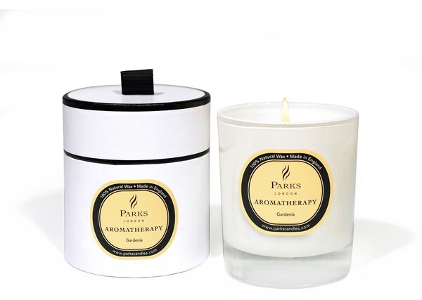 Lumânare parfumată Parks Candles London Aromatherapy, aromă de gardenie, durată ardere 50 ore