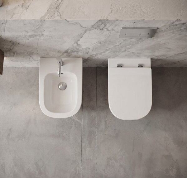 Bideu Erga Vento, montat pe perete 485x360x320 mm, alb lucios, ERG-V03-VENTO-BD-WH