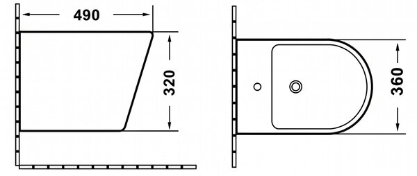Bideu Erga Vento, montat pe perete 485x360x320 mm, alb lucios, ERG-V03-VENTO-BD-WH