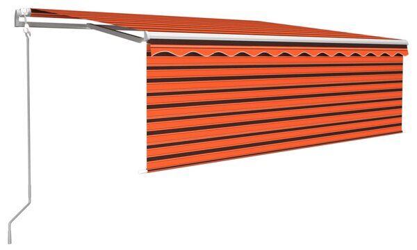Copertină retractabilă automat cu stor, portocaliu&maro 4,5x3 m