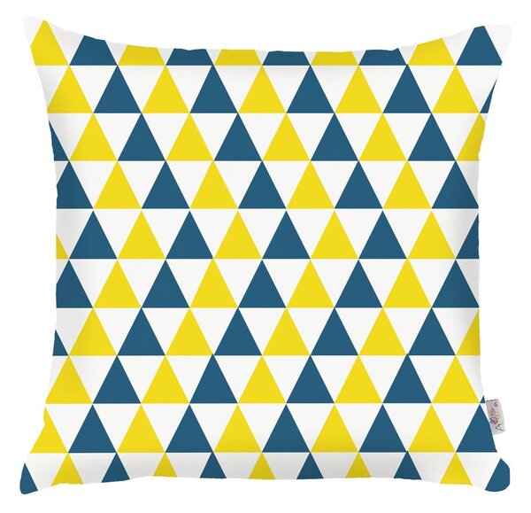 Față de pernă Mike & Co. NEW YORK Triangles, 43 x 43 cm, albastru - galben