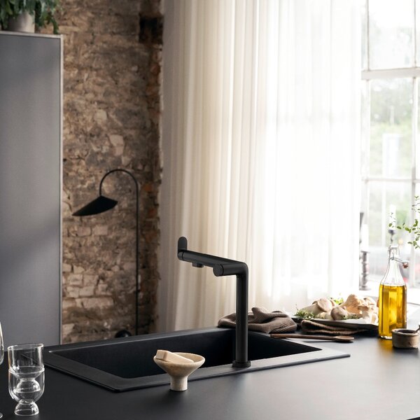Hansgrohe Aqittura M91 baterie de bucatarie cu filtru pe picior negru 76802670