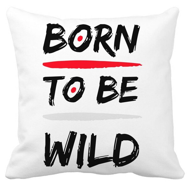 Perna Decorativa, Born to Be Wild, 40x40 cm, Alba, Mata, Husa Detasabila, Burduf