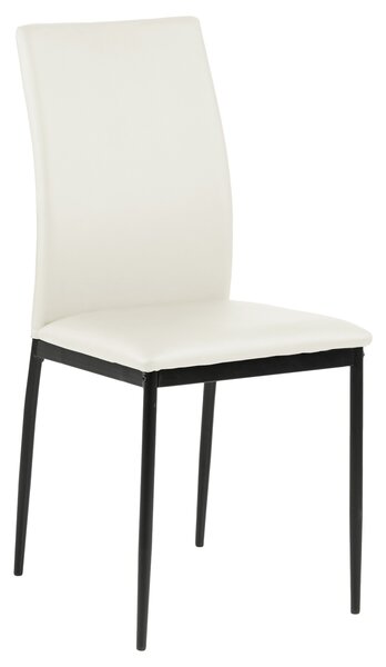 Scaun DEMINA piele ecologică albă (ecru deschis) - modern pentru salon / sufragerie/ bucătărie / birou