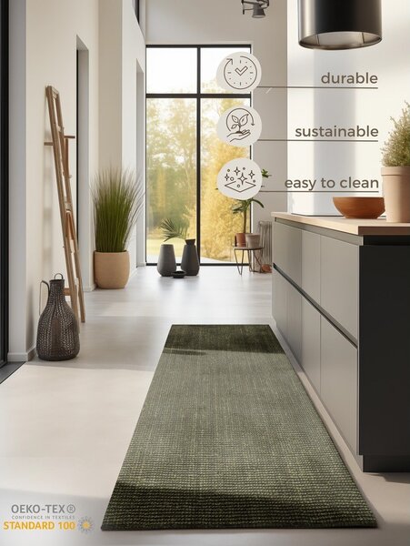 Covor tip traversă kaki din iută 80x200 cm Bouclé – Hanse Home