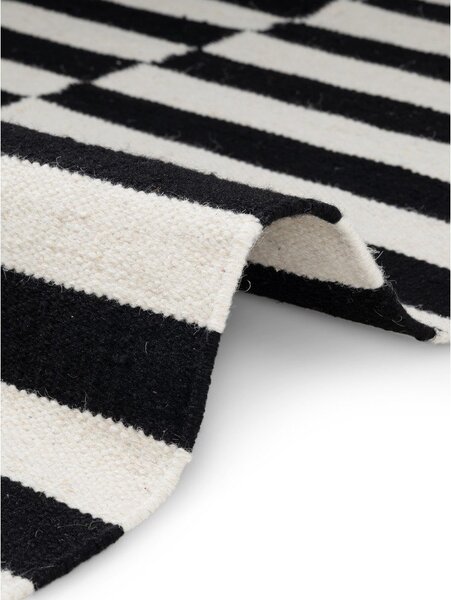 Covor tip traversă negru-alb reversibil/țesut manual din lână 80x200 cm Donna – Hanse Home
