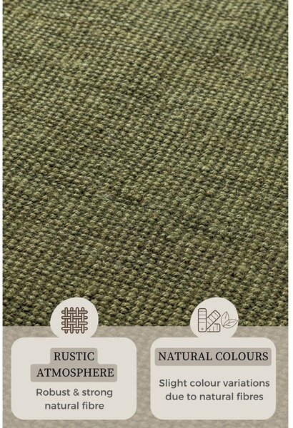 Covor tip traversă kaki din iută 80x200 cm Bouclé – Hanse Home