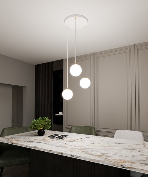 Emibig Royal lampă suspendată 3x10 W alb-auriu 1244/3