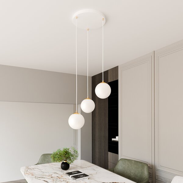 Emibig Royal lampă suspendată 3x10 W alb-auriu 1244/3