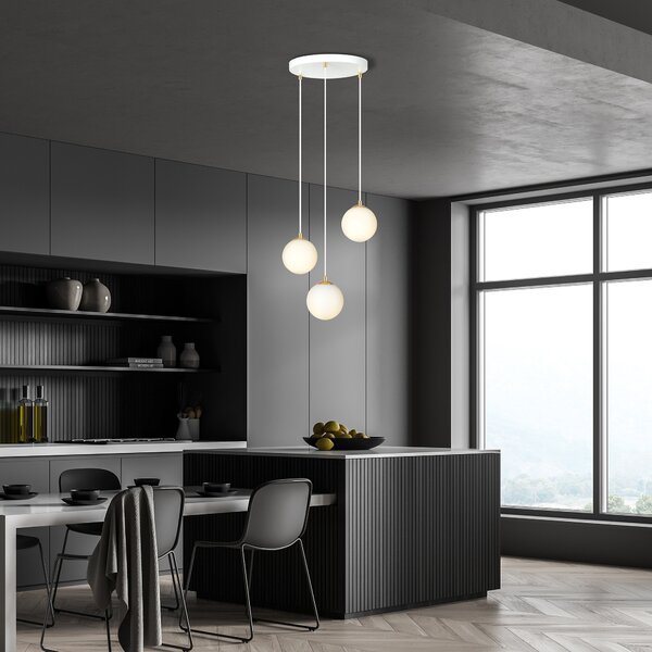 Emibig Royal lampă suspendată 3x10 W alb-auriu 1244/3