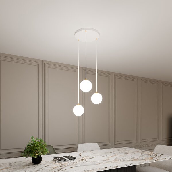 Emibig Royal lampă suspendată 3x10 W alb-auriu 1244/3