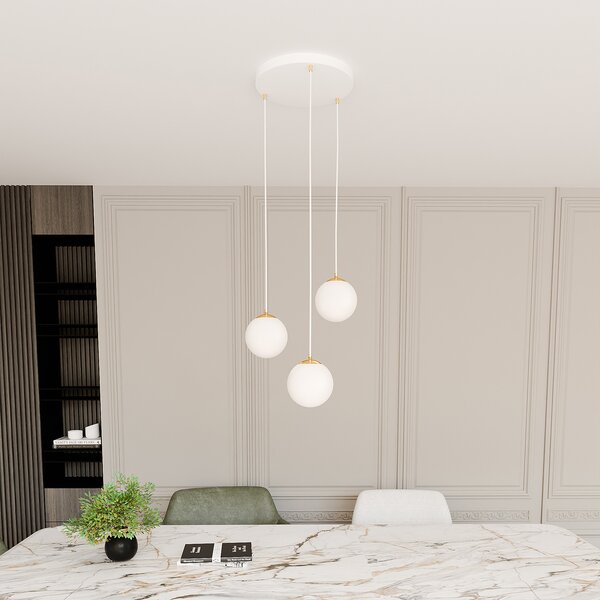 Emibig Royal lampă suspendată 3x10 W alb-auriu 1244/3