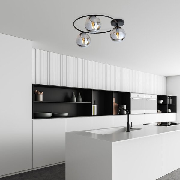 Emibig Sopra lampă de tavan 3x10 W negru-fumuriu 1256/3