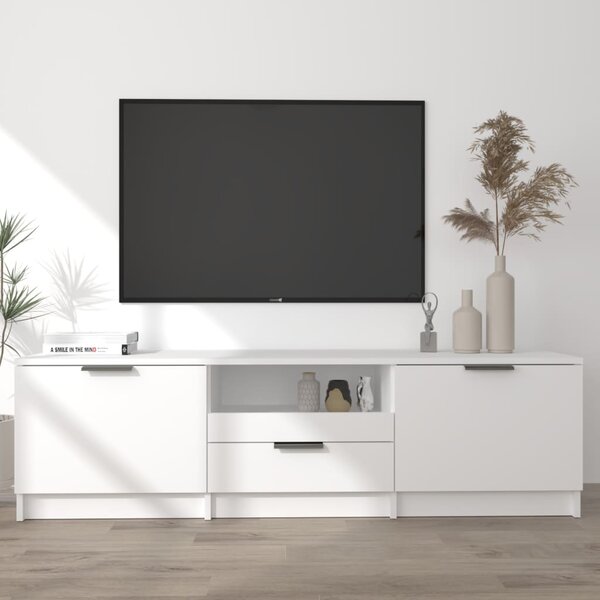 Comodă TV, alb, 140x35x40 cm, lemn prelucrat