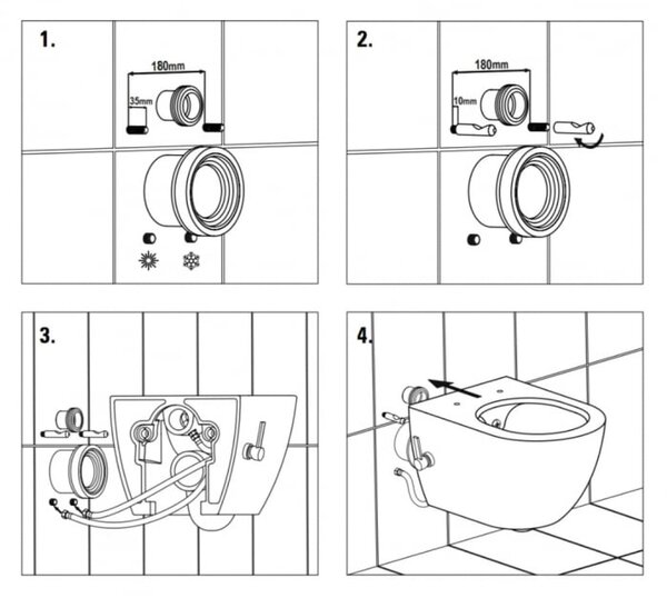Set vas wc suspendat cu functie bideu si baterie inclusa auriu mat Foglia Oslo, rezervor wc incastrat si clapeta negru mat, Grohe