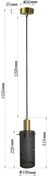 Light Prestige Tirana lampă suspendată 1x40 W negru-auriu LP-945/1PBK