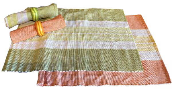 Set din bumbac Napron 32x47 cm cu servetel 40x40 cm FOOD Culoare: Verde