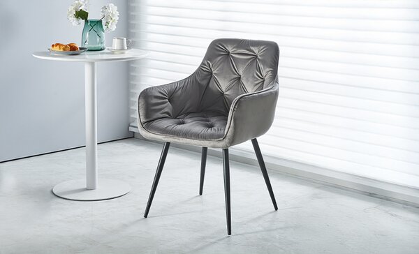 Set 2 Scaune Living Tapițate KJC38 Gri