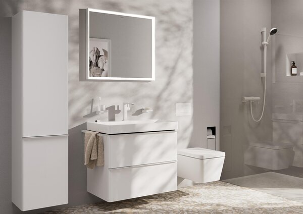 Hansgrohe Xarita E oglindă 80.6x70.6 cm dreptunghiular cu iluminare cu covoraș de încălzire alb 54996700