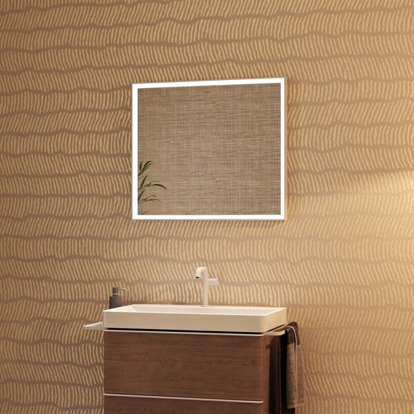 Hansgrohe Xarita E oglindă 80.6x70.6 cm dreptunghiular cu iluminare cu covoraș de încălzire alb 54996700