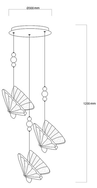 Light Prestige Mariposa lampă suspendată 3x24 W transparent-auriu LP-1715/3P