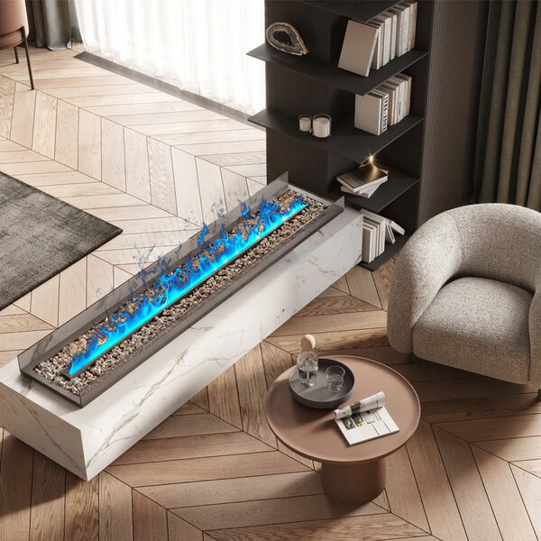 Focar semineu electric 3D cu vapori de apa incorporabil, Led, cu sunet, 8 culori, Wi-Fi cu APP internet, ElectricSun MISTique MARE 150cm