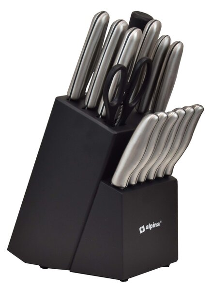 ASTOREO Set de cuțite cu suport Alpina - negru - Mărimea 15 buc