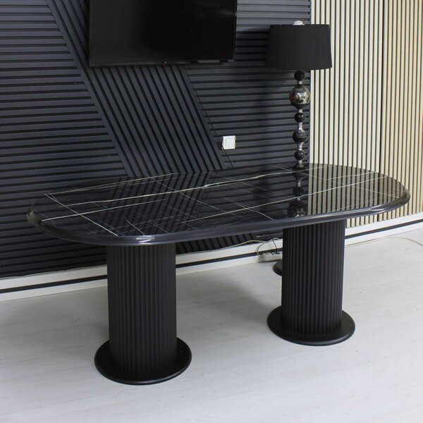 Masă fixă Ovală Marmo Negru Marmorat 180×90 cm