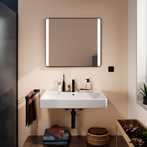 Hansgrohe Xarita Lite Q oglindă 80x70 cm dreptunghiular cu iluminare negru 54963670